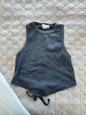 Altar'd State Charcoal Tie-Hem Sleeveless Crop Tank